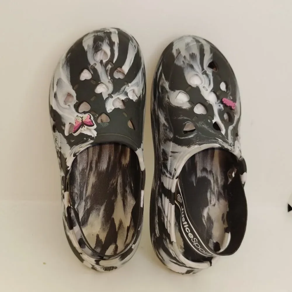 Justice Sport Boys Camo Clogs - Black & Gray - Size 13Y